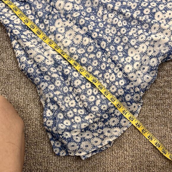 Urban Outfitters Dress Womens Medium Jessica Cap Sleeve Floral Wrap Midi Blue - Picture 14 of 16